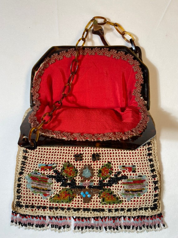 Antique Micro Beaded Purse Bag- Turkish Geometric… - image 6