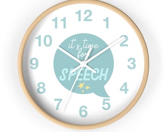 time for speech wall clock - blue
