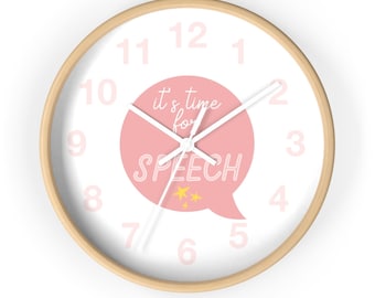 time for speech wall clock - pink