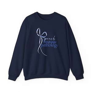blue bow speech language pathology crewneck