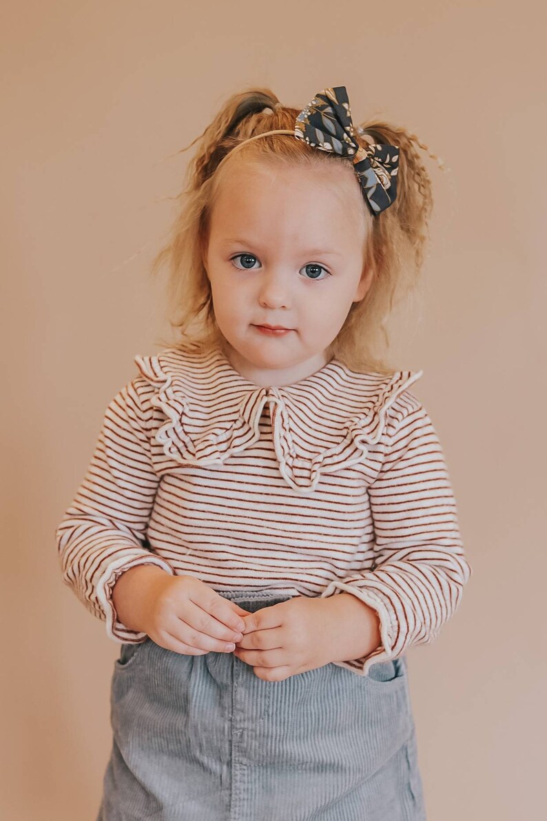 Girl/'s Hair Bow Girl/'s Headband Floral Headband Golden Floral | Mustard Pink Roses MEDIUM Bow Newborn Toddler Hairbow Hair bows