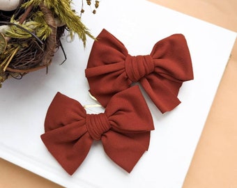 LIMITED* Brick Chunky Pigtail Set | Burgundy Hair Bow | Girl's Hair Bow Set | Fall Hairbows | Rust Hairbow | Pigtail Bows |