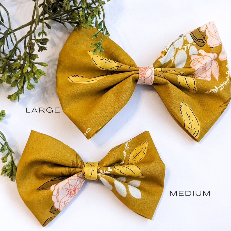 Girl/'s Hair Bow Girl/'s Headband Floral Headband Golden Floral | Mustard Pink Roses MEDIUM Bow Newborn Toddler Hairbow Hair bows