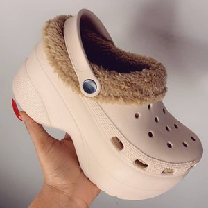 platform crocs lined