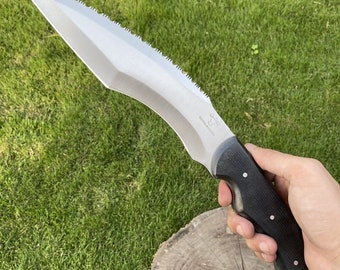 Royal Forge: 15" Handmade D2 Tool Steel Bushcraft Skinning Hunting Full Tang Bowie Knife Fathers Day Gift – RK-254