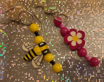 Bee flower earrings