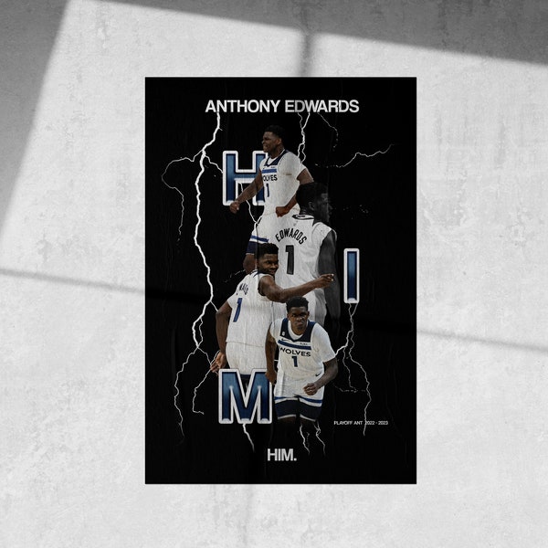 Anthony Edwards HIM Poster, NBA Decor, Room Art, Digital Download, Basketball Poster, Gift For Boyfriend, Gift For Girlfriend