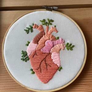 Anatomical heart embroidery