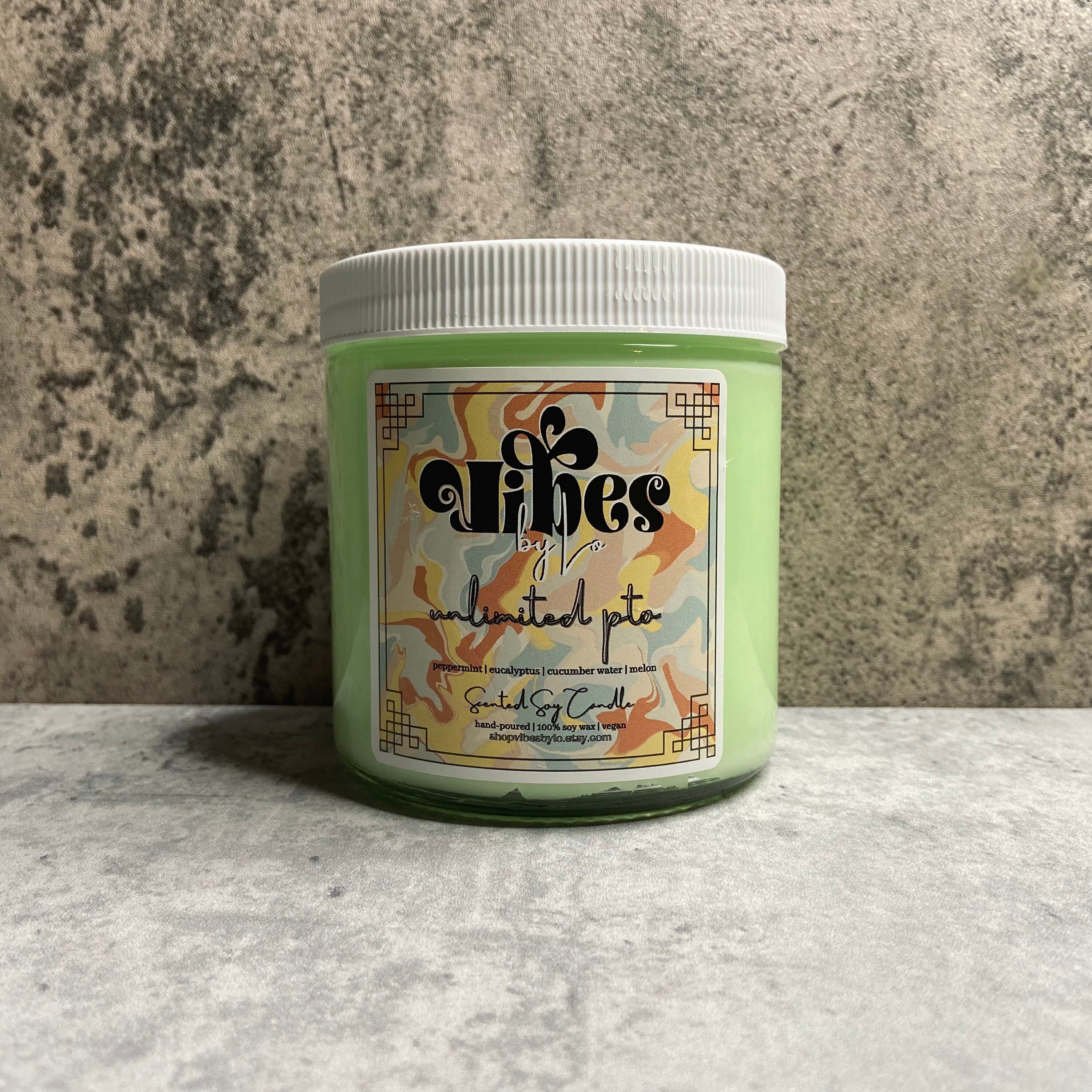 | de Prise Force Illimitée Menthe Poivrée, Eucalyptus, Eau Concombre et Melon | Bougie Soja Parfumée