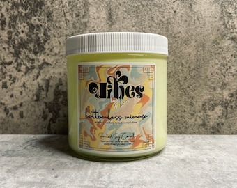 Vela de soja perfumada Mimosa sin fondo / Mimosa, mandarina, néctar de melocotón y cidra / de ShopVibesByLo