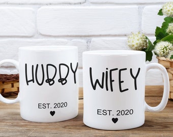 Nieuwe wifey mok | Etsy Manlief Wifey paren opstrijkbare Decals Hubby Wifey