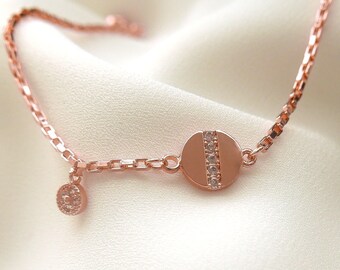 Rose Gold Crystal Anklet, Dainty Ankle Bracelet, Minimalist Anklet