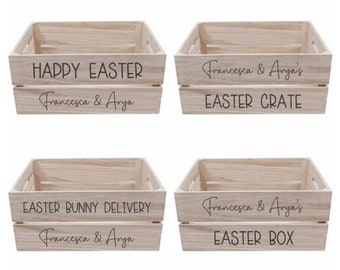 Personalised Wooden Easter Crate / Box or Decals to DIY Happy Easter Bunny Delivery Decal Handmade