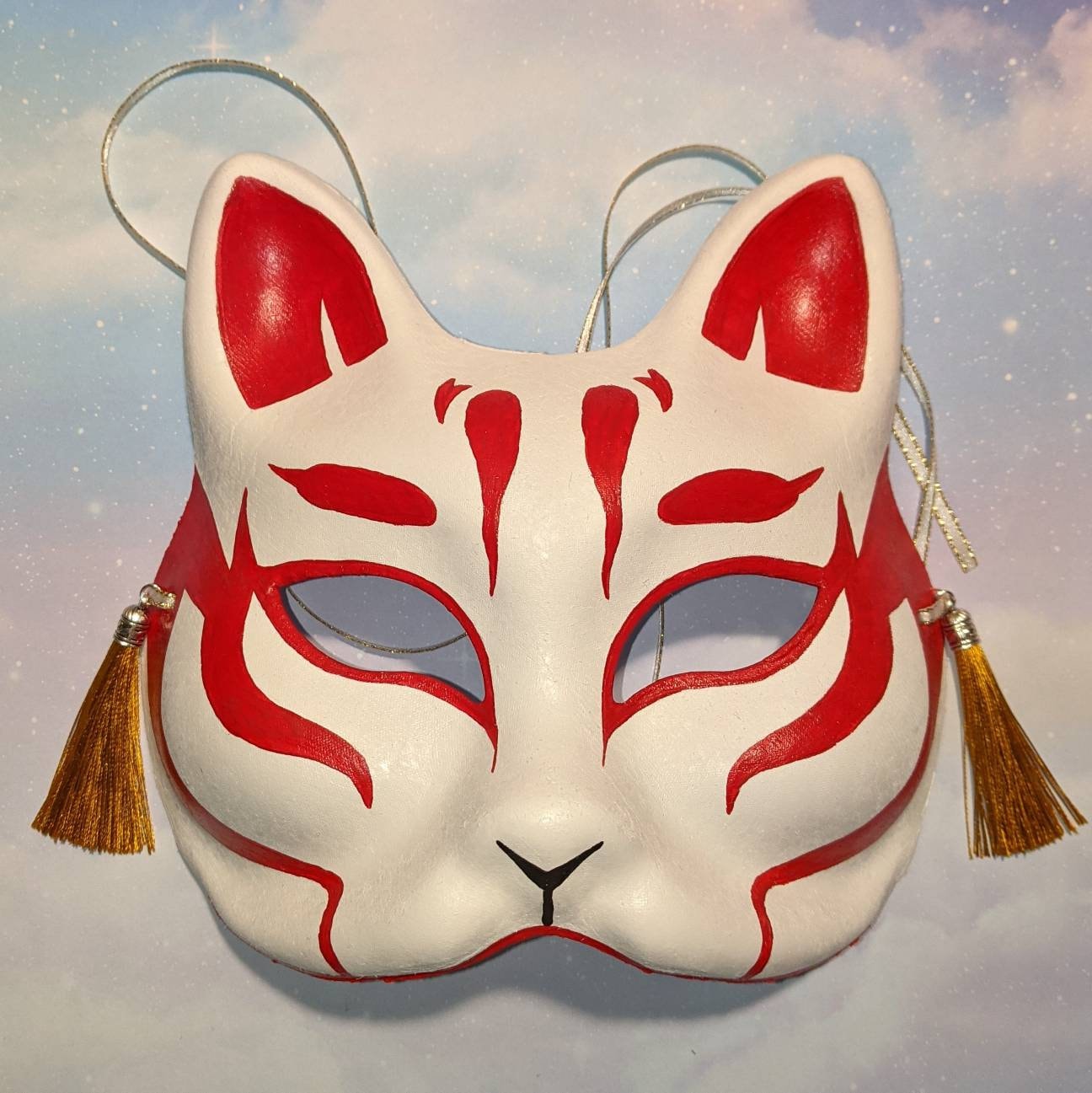 Kitsune Mask Resin Japanese Fox Classic Masks Made to Order white 