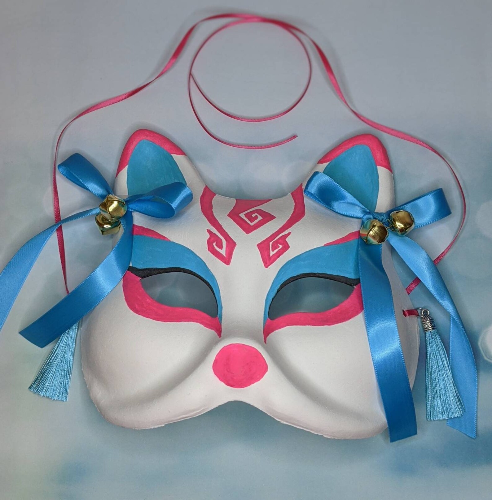 Game-inspired Spirit Blossom Ahri Fox Hand-painted Kitsune Mask Made-to ...