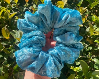 Teal jumbo Velvet Scrunchies, XL oversized scrunchies, Soft velvety, Hair ties, Accessories, Aqua blue, Fluffy, Luxe Scrunchies, blue