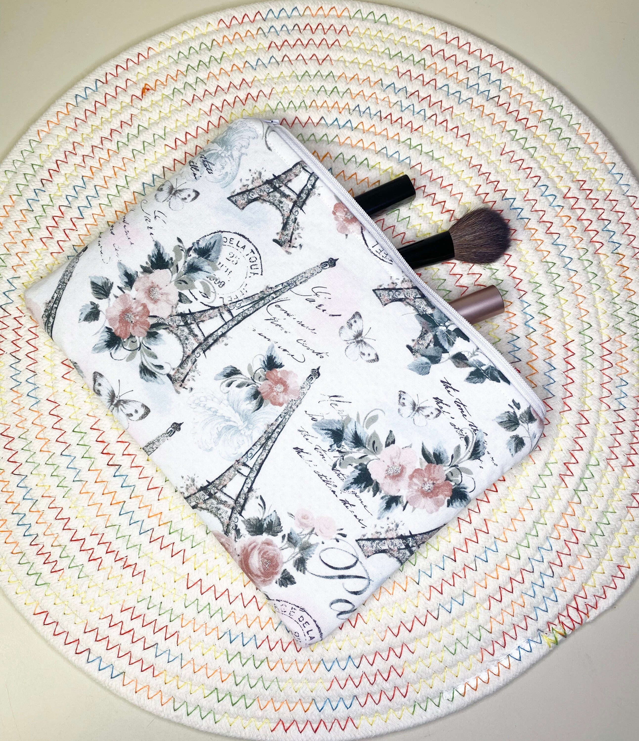 Paris themed makeup bag Zipper makeup bag Accessories pouch | Etsy
