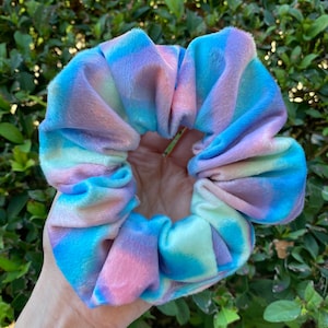 Soft and minky scrunchies, Pastel Tie dye scrunchie, Spring Floral scrunchies, Soft hair ties, Fluffy, Colorful, Flowers, Butterfly hair tie