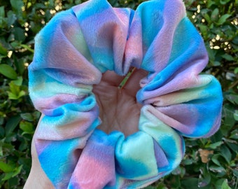 Soft and minky scrunchies, Pastel Tie dye scrunchie, Spring Floral scrunchies, Soft hair ties, Fluffy, Colorful, Flowers, Butterfly hair tie