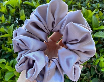 Dusty Lavender Silky Satin Scrunchies, Crepe back satin scrunchies, Spring, Wedding, Bridal Gift, Jumbo hair ties, XL luxe, Oversized