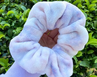 Dreamland robe scrunchies, Fluffy hair ties, Pastel scrunchies, Clouds , Spring, Luxe scrunchies, Sew lush, Soft, Furry, Tie-dye, Blue