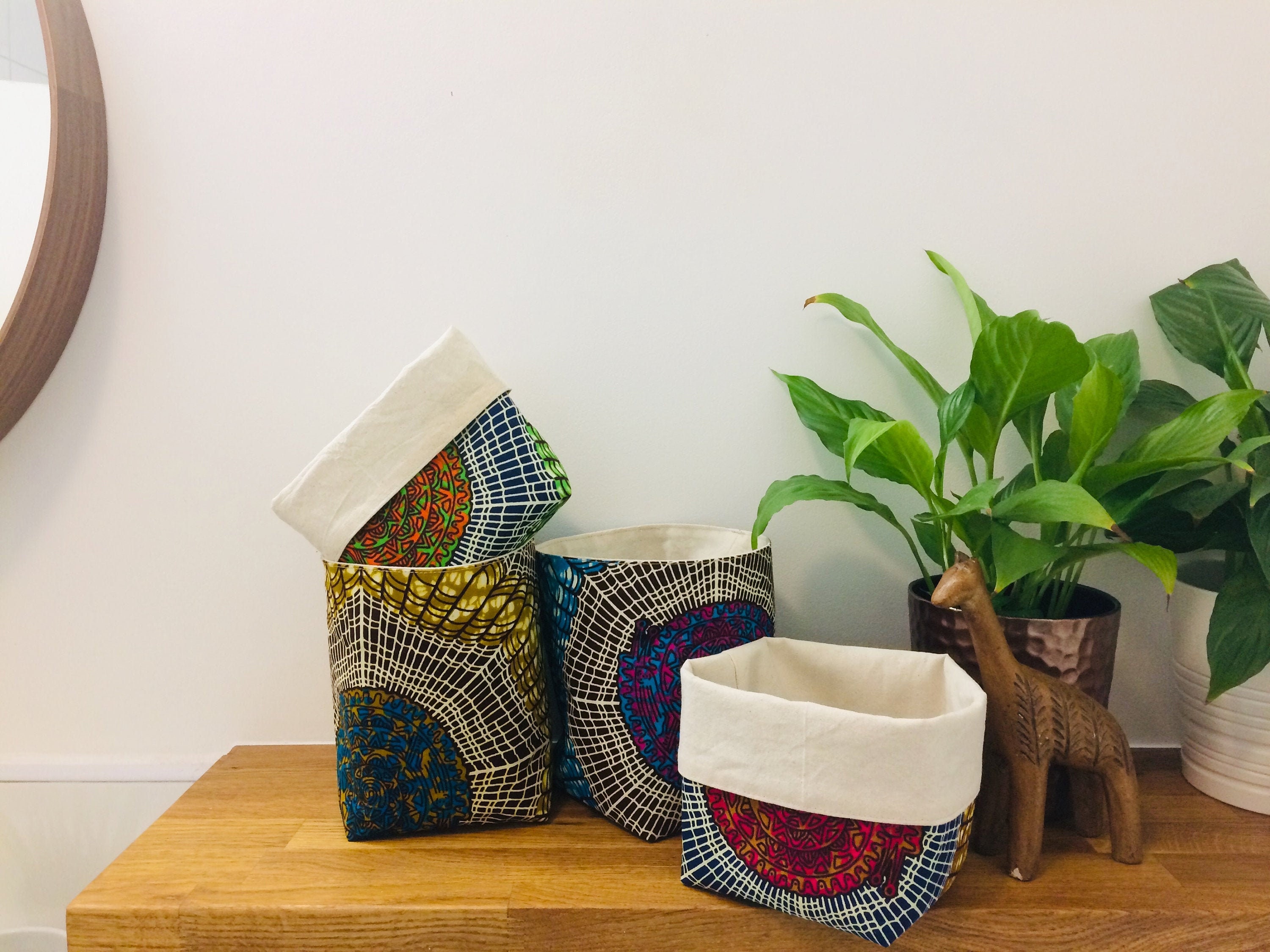 African fabric storage basket Group 1 Ankara wax print Etsy