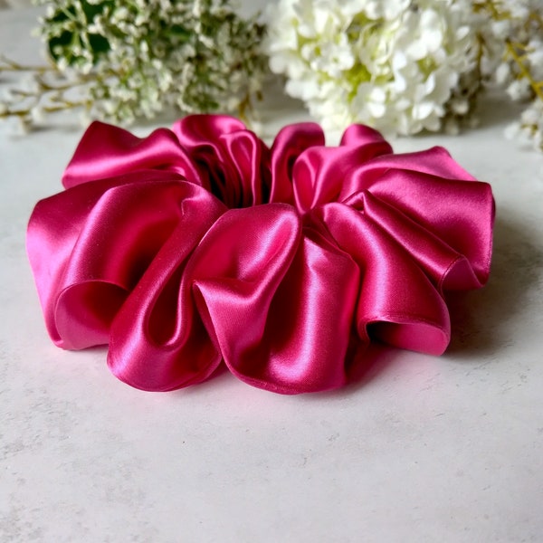 Pure Mulberry Silk Sustainable Scrunchie - Large Orchid Magenta - Luxury 25 Momme, Highest Quality 6A Grade