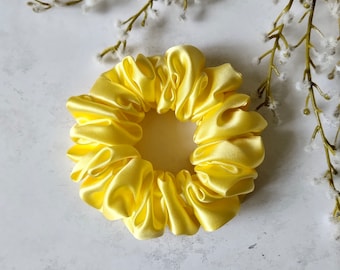 Pure Mulberry Silk Sustainable Scrunchie - Midi Limoncello - Luxury 30 Momme, Highest Quality 6A Grade