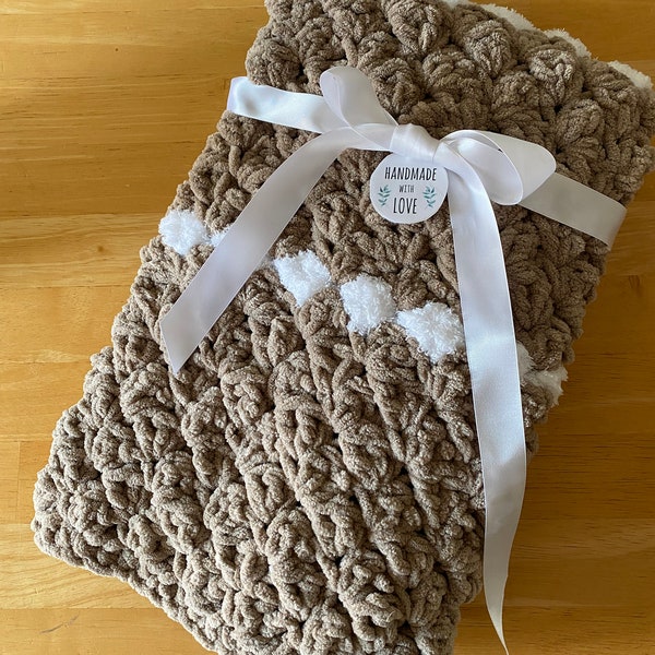 NEW Soft & Chunky Chenille Baby Blanket. Babies LOVE these soft, chunky blankets! Size 25” x 32”. Machine wash/dry (gentle cycle, low heat).