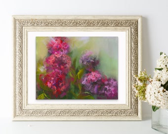 Original soft pastel botanical wall art, Handpainted spring decor, Floral bouquet painting original, Pink floral artwork