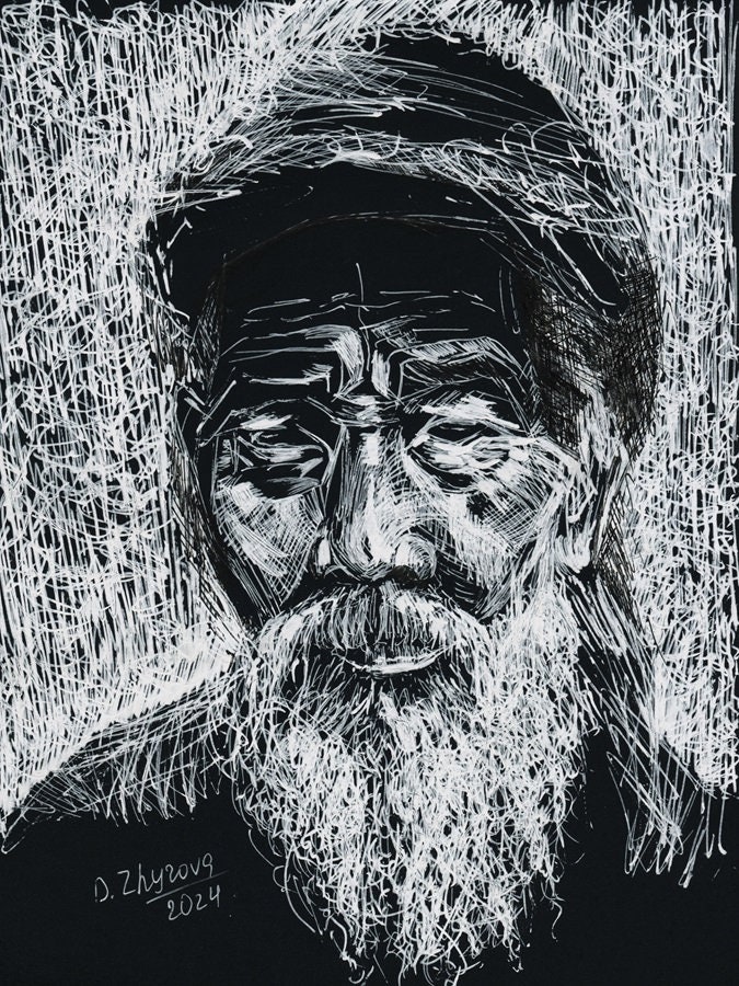An old man.  鉛筆画 rembrandt-van-eijn-original-