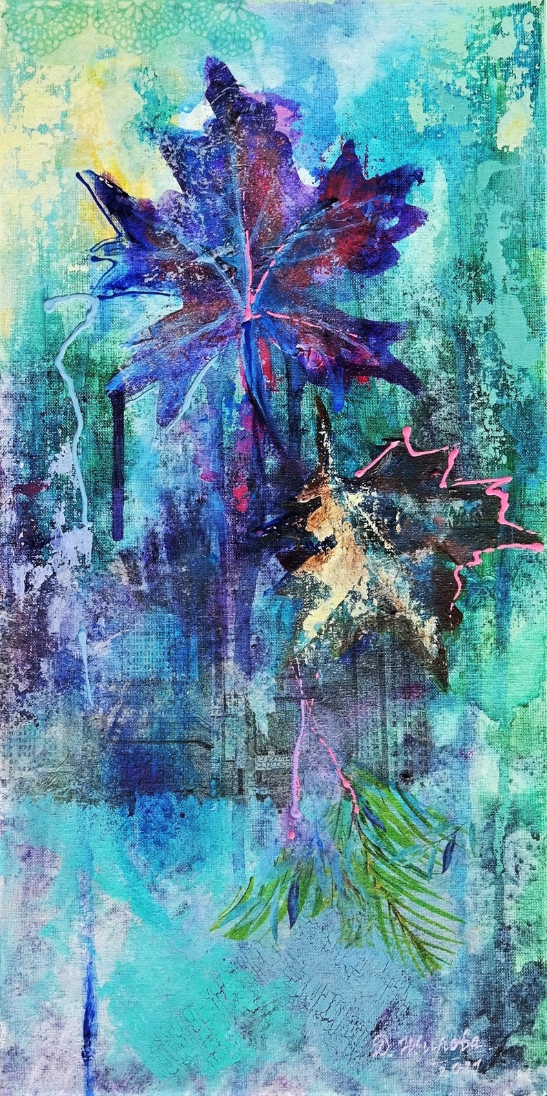 Original Canvas on Board Mixed Media Painting Abstract Modern Etsy