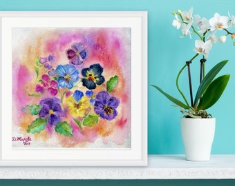 Original framed floral artwork, Spring flowers wall decor, Botanical wall art