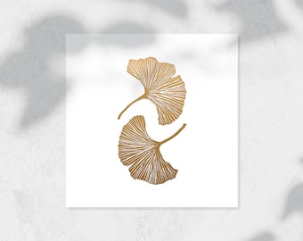 Handprinted Ginkgo Linocut Card | Botanical Greetings Card