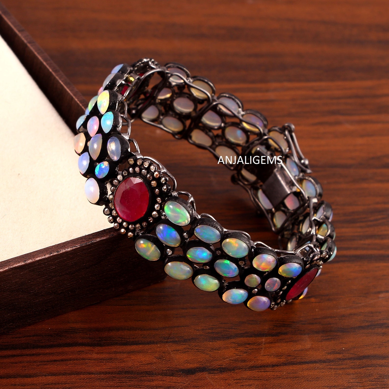 Natural Ruby Bracelet 925 Sterling Silver Bracelet Rose Cut | Etsy