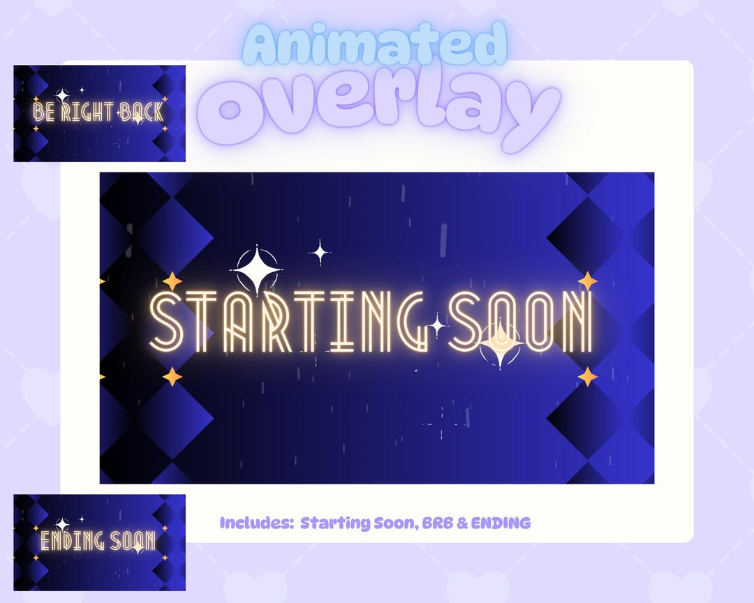Starting Stream Screen Blue Animated Stream Screens Package / Dark Blue / Starting Soon, BRB ...