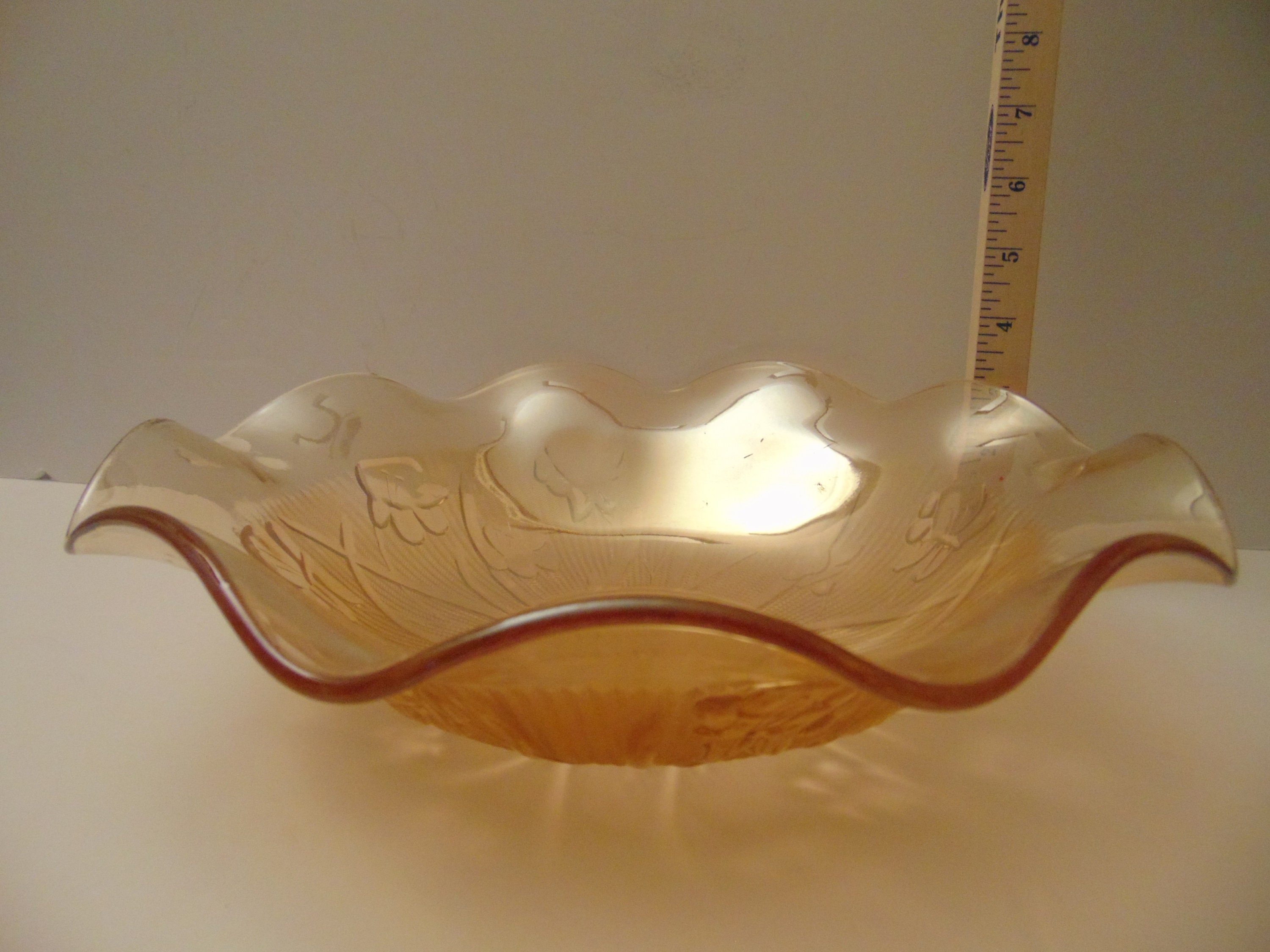 Vintage Gold Tinted Wavy Glass Bowl/Home Décor Etsy