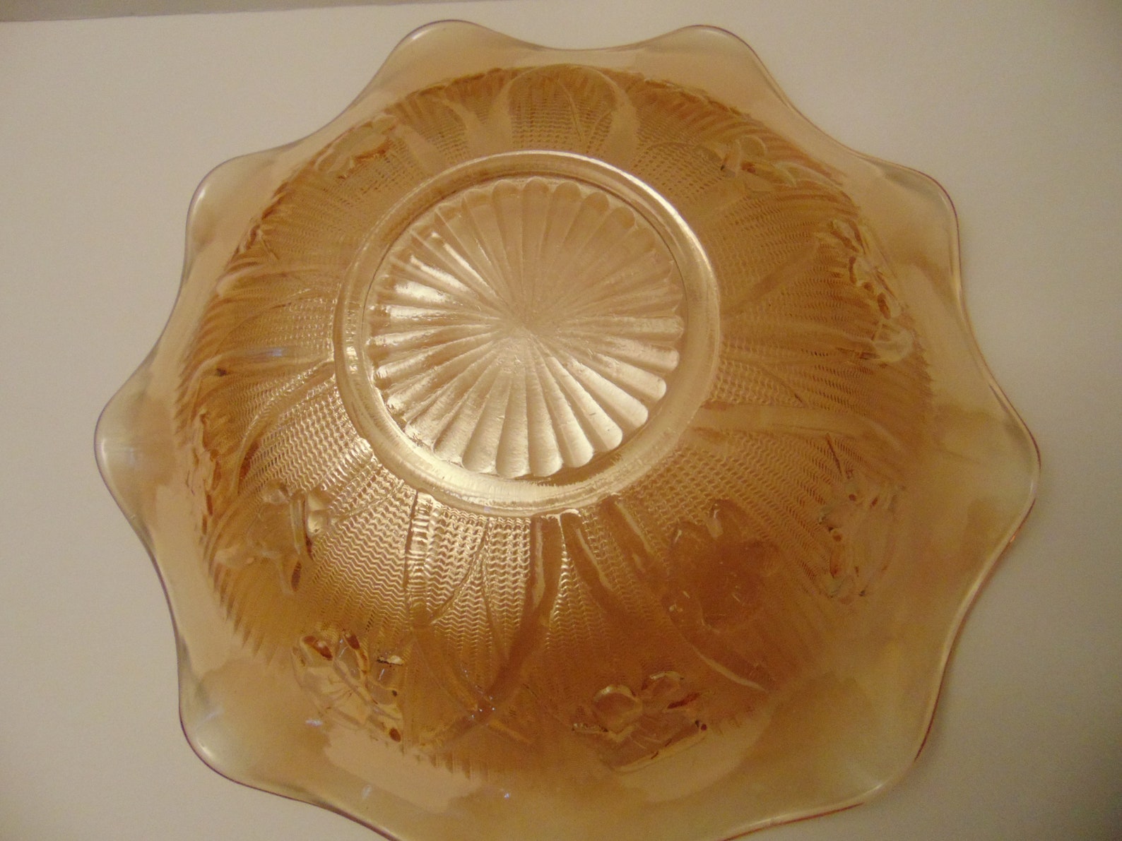 Vintage Gold Tinted Wavy Glass Bowl/Home Décor Etsy