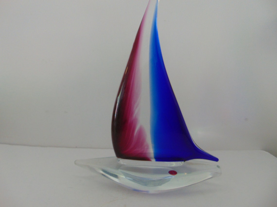 Murano Ship Glass Italy Glass Sailing Boat Sculpture Italian Etsy