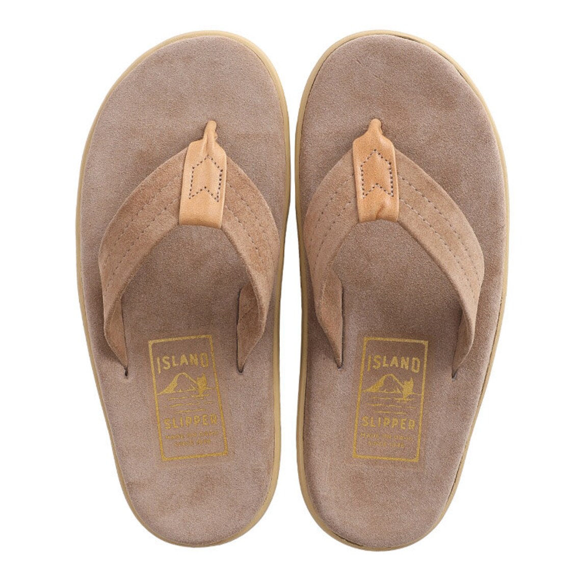 Island Slipper Men Suede with Leather Thong TAUPE SUEDE/TAN Etsy