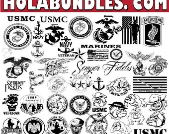 45 USA Navy USMC usaf Military Army Marines Patriotic Semper Fidelis us guard Mega Pack Laser Wall Art hd Cricut Vector png Bundle