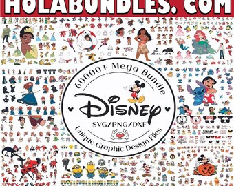 Mega Svg Bundle Cricut File LAYERED, Mickey Mouse, Minnie, Frozen, Moana, Ariel, Elsa, Stitch, Toy Story, Pooh PNG SVG