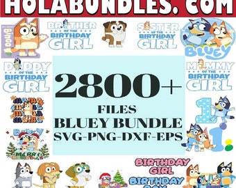 2800+ blauwe hond SVG bundel, blauwe hond verjaardag bundel blauwe hond familie PNG-bestanden, PNG voor shirts, verjaardag PNG, clipart PNG, digitale download