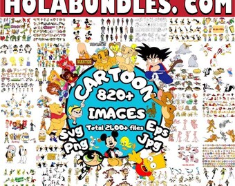 2400+ Cartoon Characters Mega Bundle Svg, Cricut Printable Clipart Silhouette