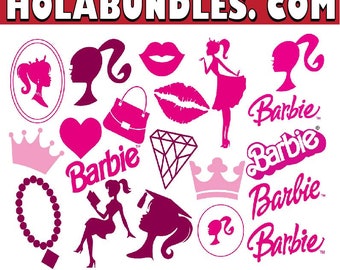 Barb Svg Bundle, SVG, Princess Silhouette, pink doll Svg, Girl Svg, Sticker Clipart, Svg Files for Cricut ,Svg