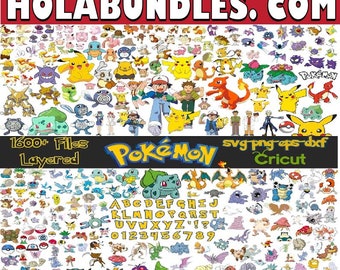 Pokemon svg, pokemon bundle, pokemon clipart, pokemon png, pokemon font, pikachu svg, cricut svg, silhouette svg, pokemon layered