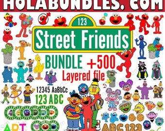 Street Friends Bundle licenza Fan Art, Street SVG Cricut Layered, Street PNG Print, Street Shirt Diy SVG, Street font, Street lettere Svg