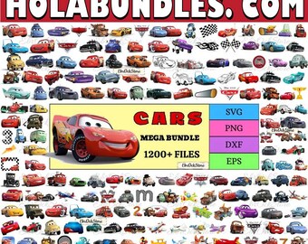 1200+ Files, Cars SVG Bundle,Cars PNG clipart, For cars shirt or birthday, Lightning McQueen Silhouette, Instant Download,Lightning Mcqueen