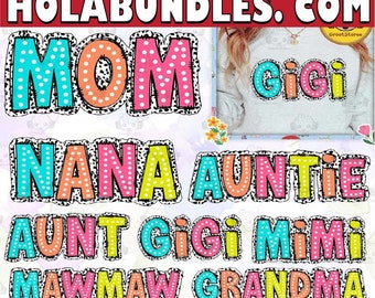 Mama/Mom/Nana PNG, Dalmatische Dots PNG, Sublimatie Design, Bright Doodle, Trendy Mom Png, Moeder?? dag Png, AANGEPASTE Neem contact met ons op, Digitaal bestand