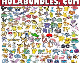 Pokemon SVG Bundle for Cricut and Sublimation, Pokemon Cut Files, Pokemon Clipart, Pikachu SVG, Font Bundle, Pokemon svg